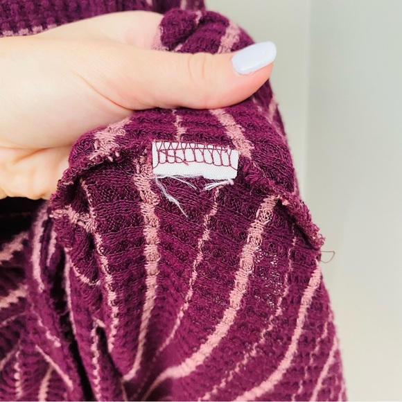 Free People Long Sleeve Stripe Top Purple Sz Small - Picture 6 of 9